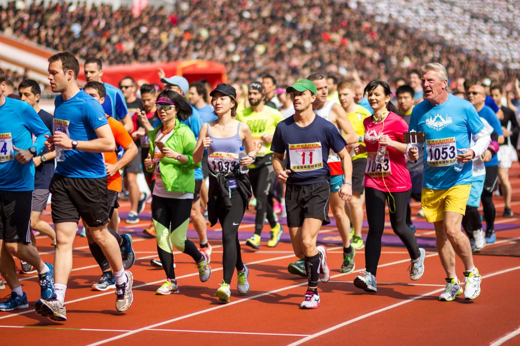 starting line during the Pyongyang Marathon