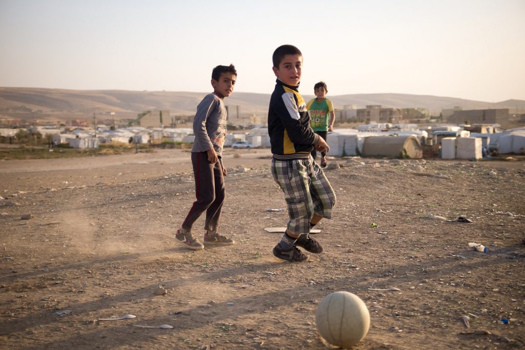 Kids outside a refugee camp in Iraqi Kurdistan on one of our Iraqi Tours
