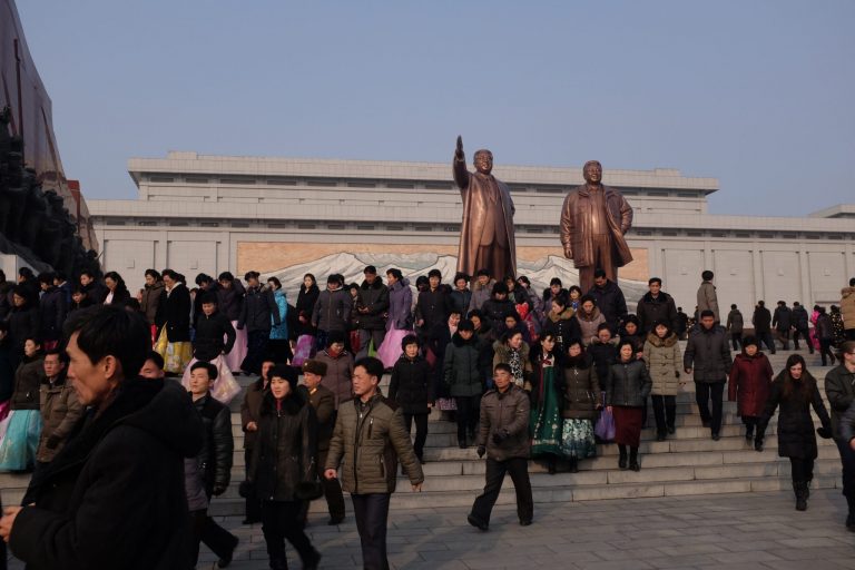 Grand monument in Pyongyang, North Korea.