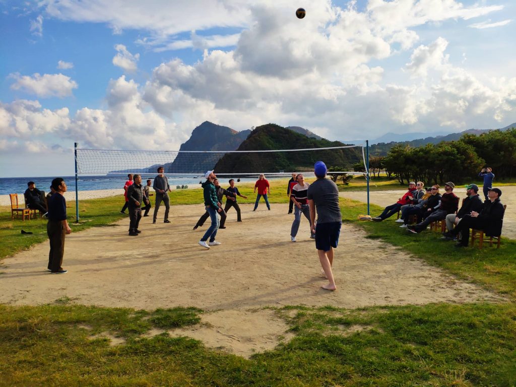 Playing volleyball in North east Korea