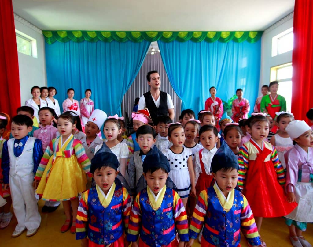 Performance at a school in Chongjin, visited on one of our North Hamgyong Tours