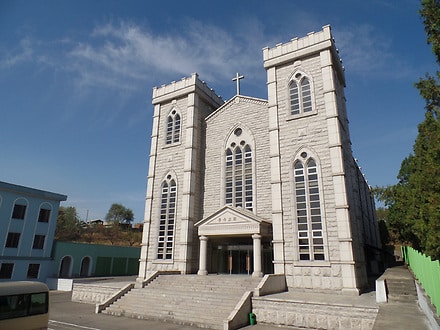 Bongu church, pyongyang. Christianity is a religion in North Korea