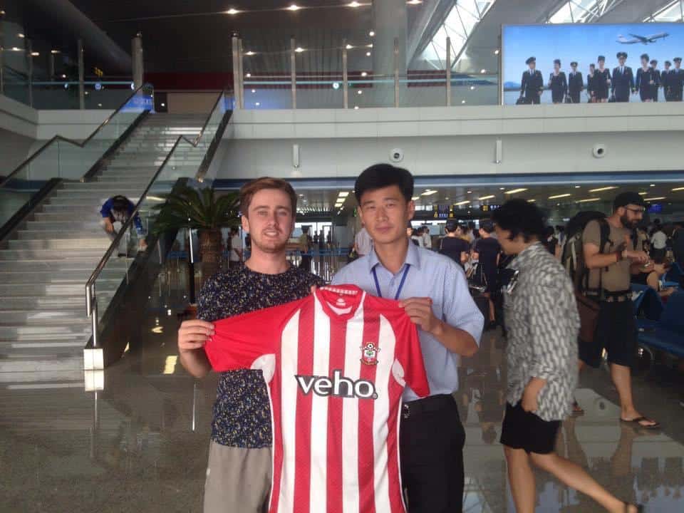 North Korean guide at pyongyang airport