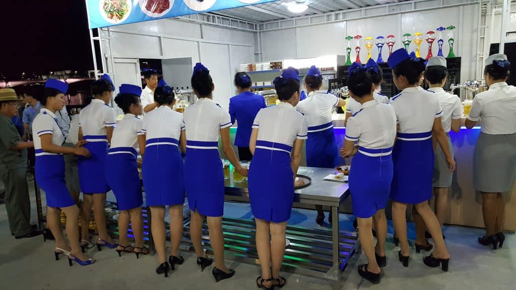 North Korean beer waitresses