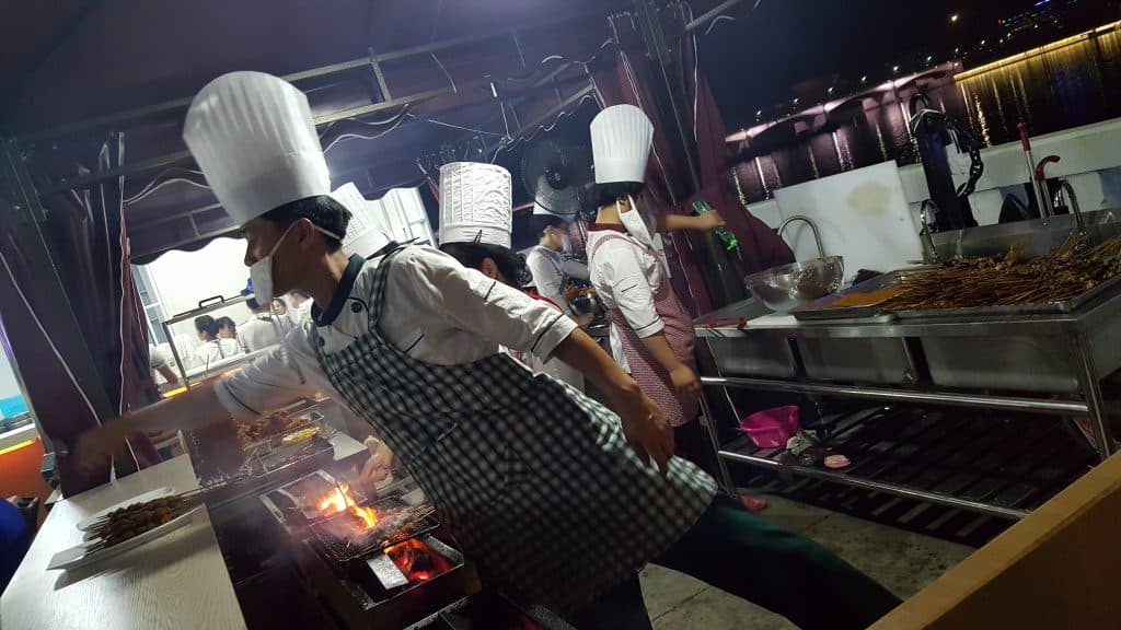 street food at the beer festival in Pyongyang
