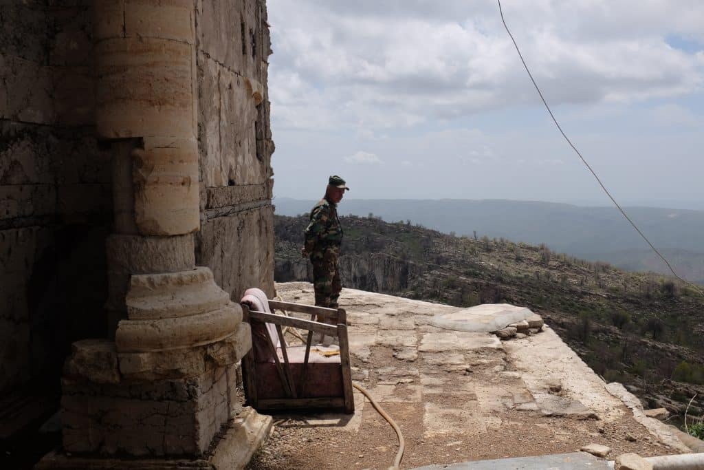 Security guard at the Gara mountain Saddam Hussein Palace.