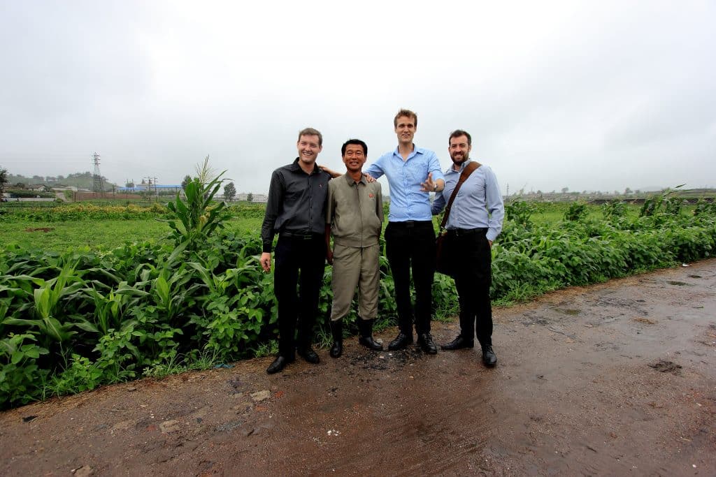 foreigners visiting a farm in North Korea