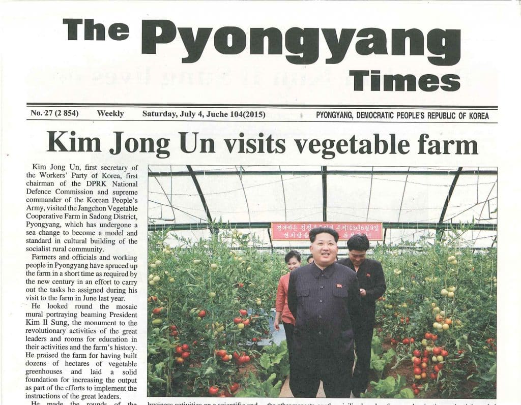 Pyongyang times - a newspaper in North Korea