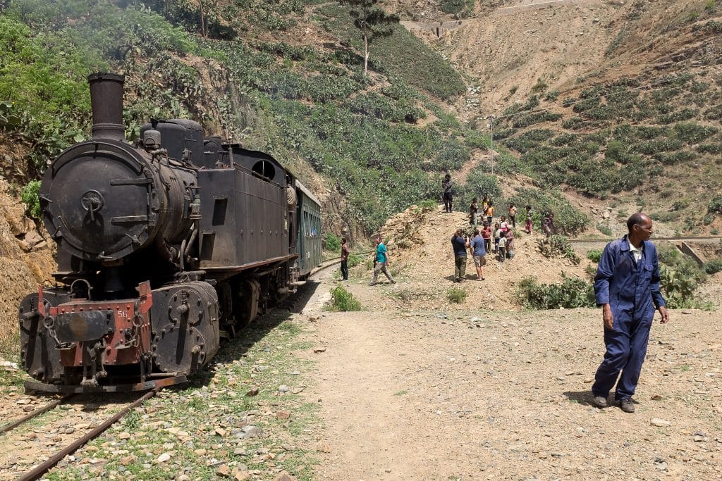 Taking a break on the Eritrean steam train