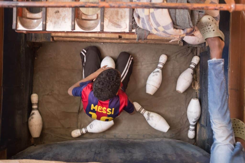 kids at the bowling alley in Asmara