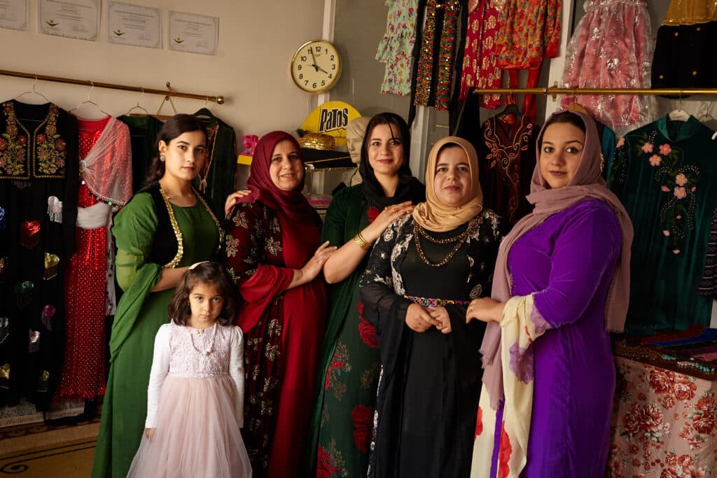 Iraq women in clothing store
